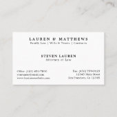 Carte De Visite Monogramme noir et blanc simple professionnel (Dos)