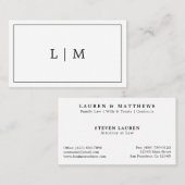 Carte De Visite Monogramme noir et blanc simple professionnel (Devant / Derrière)