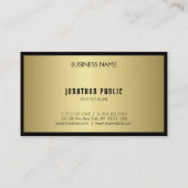 Carte De Visite Monogramme noir et or à la mode Glamor Plaque (Dos)