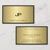 Carte De Visite Monogramme noir et or cool Glamor Professionnel (Devant / Derrière)