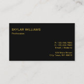 Carte De Visite Monogramme Noir Et Or Simple (Dos)