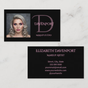 Carte De Visite Monogramme noir et rose blush