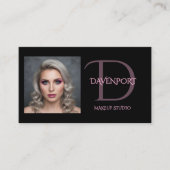 Carte De Visite Monogramme noir et rose blush (Devant)