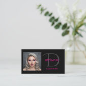 Carte De Visite Monogramme noir et rose vif (Debout devant)