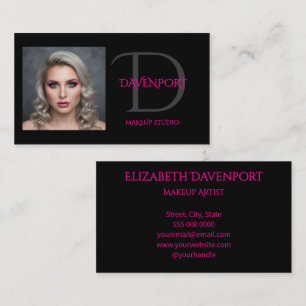 Carte De Visite Monogramme noir et rose vif