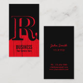 Carte De Visite Monogramme noir et rouge (Devant / Derrière)