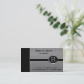 Carte De Visite Monogramme noir exécutif d'acier de brosse (Debout devant)