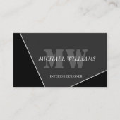 Carte De Visite Monogramme noir gris artistique moderne (Devant)