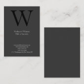 Carte De Visite monogramme noir gris clair professionnel (Devant / Derrière)