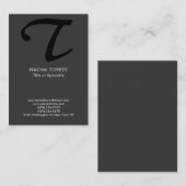 Carte De Visite Monogramme noir gris moderne et tendance (Devant / Derrière)