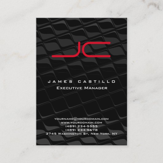 Carte De Visite Monogramme noir gris moderne professionnel (Devant)