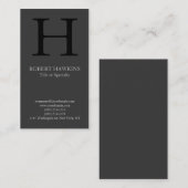 Carte De Visite monogramme noir gris moderne professionnel (Devant / Derrière)