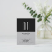 Carte De Visite Monogramme noir gris simple et simple (Debout devant)