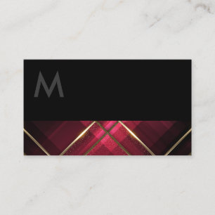 Carte De Visite Monogramme noir Lignes de compensation Gold Ba