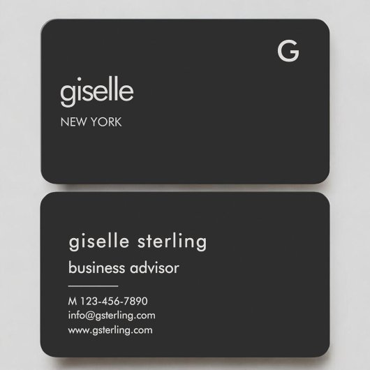 Carte De Visite Monogramme Noir Luxe