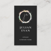 Carte De Visite Monogramme noir Luxe Holographique moderne (Devant)