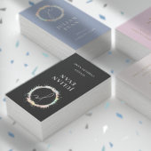 Carte De Visite Monogramme noir Luxe Holographique moderne