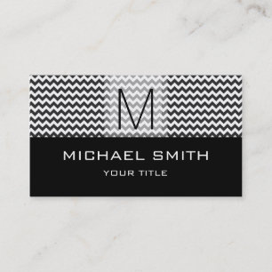 Carte De Visite Monogramme noir moderne Chevron Motif #11