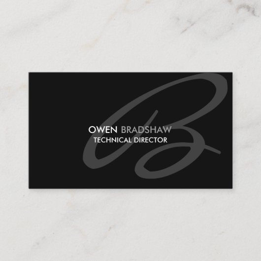 Carte De Visite Monogramme noir moderne et élégant (Devant)