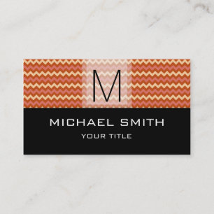 Carte De Visite Monogramme noir moderne Motif Chevron #7
