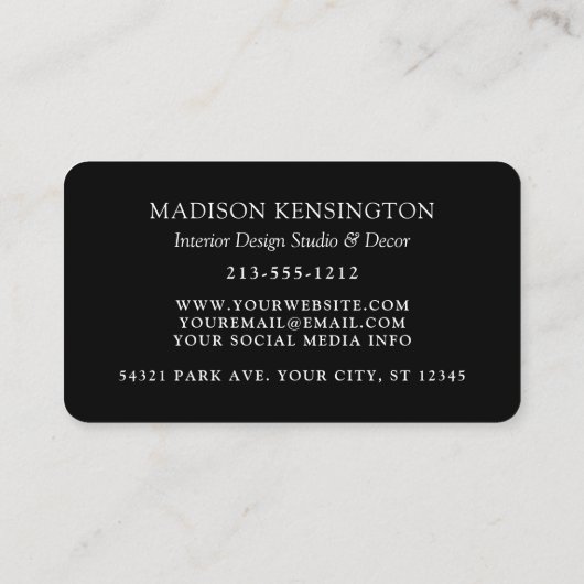 Carte De Visite Monogramme noir moderne ou ajouter un logo Code QR (Dos)