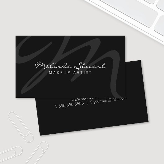 Carte De Visite Monogramme noir moderne professionnel