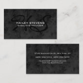 Carte De Visite Monogramme noir Motif gris moderne professionnel (Devant / Derrière)