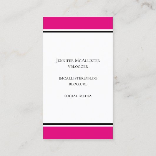 Carte De Visite Monogramme noir Motif rose chaud (Dos)