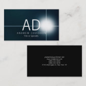 Carte De Visite Monogramme noir noir bleu foncé (Devant / Derrière)