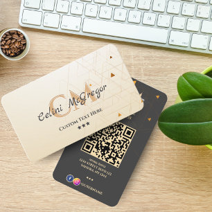 Carte de visite Monogramme Noir & Or de luxe avec
