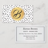 Carte De Visite Monogramme noir, or et blanc pois (Devant / Derrière)