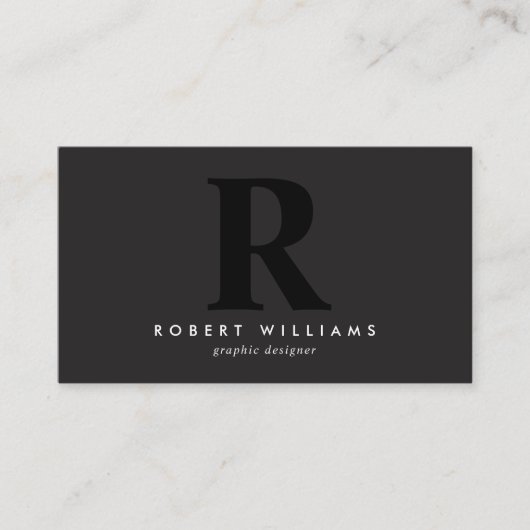 Carte De Visite Monogramme noir professionnel moderne initial (Devant)