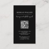 Carte De Visite Monogramme Noir Professionnel Vertical (Dos)