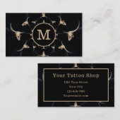 Carte De Visite Monogramme noir rustique occidental Tan Tan Taurea (Devant / Derrière)