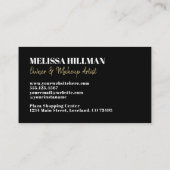 Carte De Visite Monogramme noir simple professionnel (Dos)