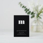 Carte De Visite Monogramme noir solide moderne minimal vertical (Debout devant)