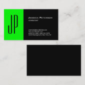 Carte De Visite Monogramme noir vert clair professionnel moderne (Devant / Derrière)