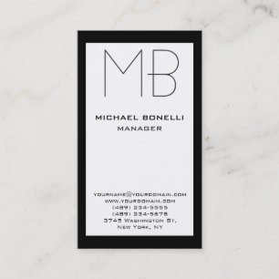 Carte de visite monogramme noir vertical