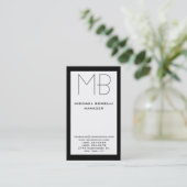 Carte de visite monogramme noir vertical (Debout devant)