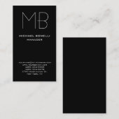 Carte de visite monogramme noir vertical (Devant / Derrière)