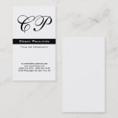 Carte de visite Monogramme noir vertical (Devant / Derrière)