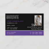 Carte De Visite Monogramme noir violet élégant et photo simple (Dos)