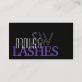 Carte De Visite Monogramme noir violet élégant et photo simple (Devant)