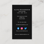 Carte De Visite Monogramme Nom du script Black White Gold Job Vert (Dos)