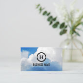 Carte De Visite Monogramme Nuages et photo ciel bleu (Debout devant)