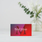 Carte De Visite Monogramme | Nuances de brillance rouge (Debout devant)