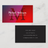 Carte De Visite Monogramme | Nuances de brillance rouge (Devant / Derrière)