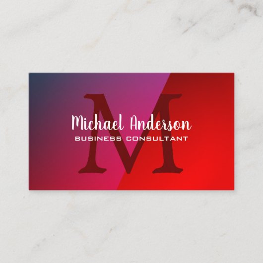 Carte De Visite Monogramme | Nuances de brillance rouge (Devant)
