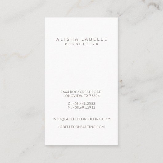 Carte De Visite Monogramme Ombre rose minimal (Dos)