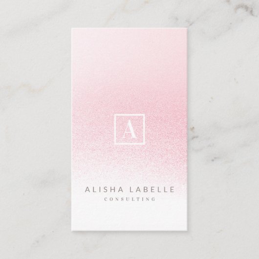 Carte De Visite Monogramme Ombre rose minimal (Devant)